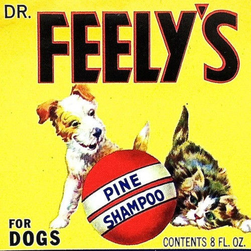 DR. FEELY'S Dog Shampoo Label 1940s