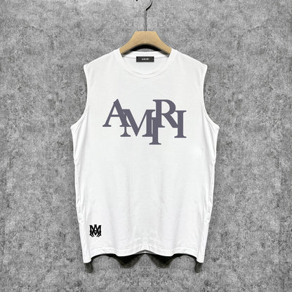 Amiri tank top all gray overlapping letterprinting