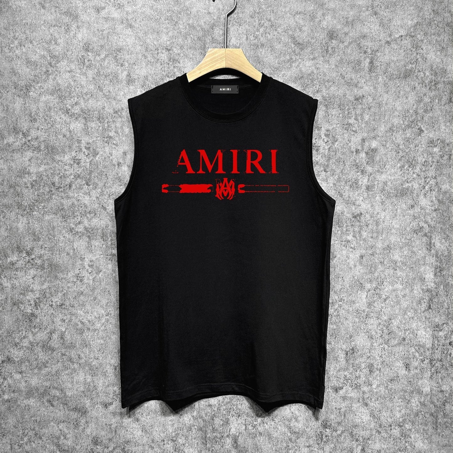Amiri tank top with damaged letter horizontal stripesprinting