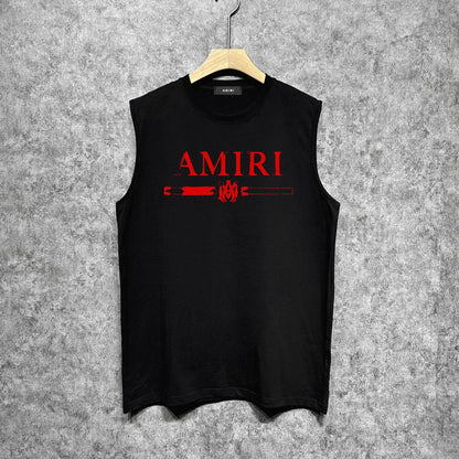 Amiri tank top with damaged letter horizontal stripesprinting