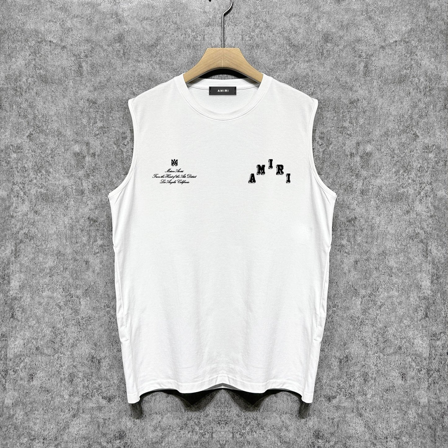 Amiri tank top bone white bone crack letterprinting