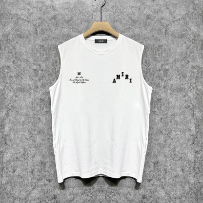 Amiri tank top bone white bone crack letterprinting