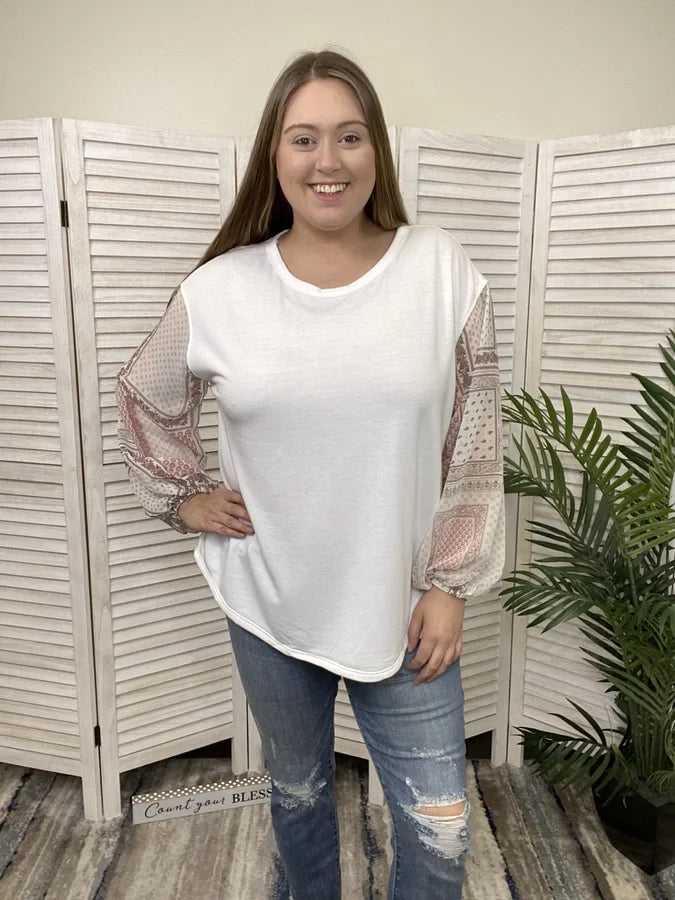 You Make Me Blush Women's Patchwork Long Sleeve Top