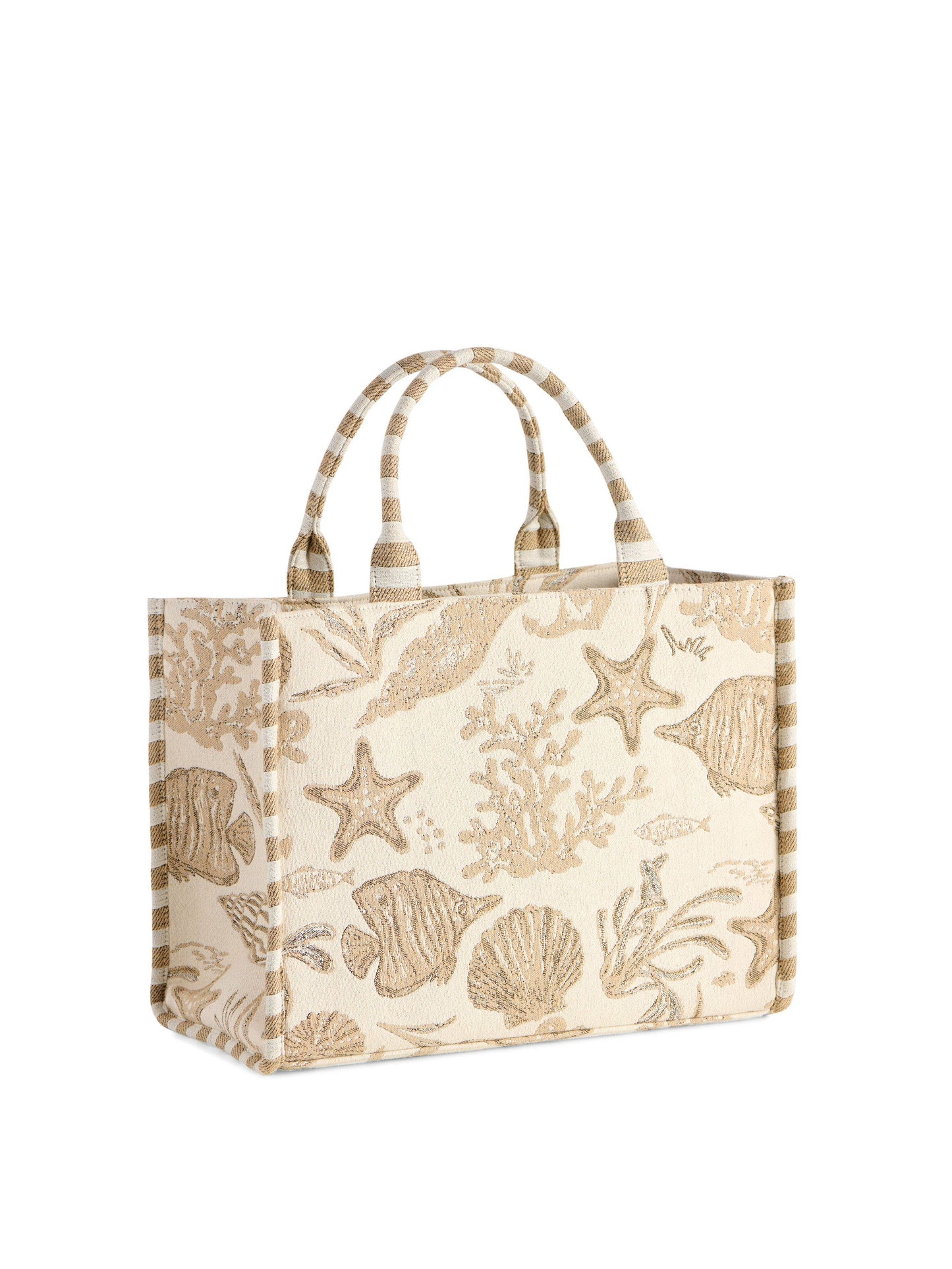 COASTAL JACQUARD TOTE,BEIGE