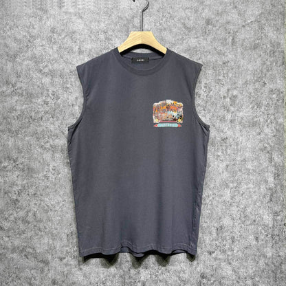 Amiri tank top lake view oil painting printing