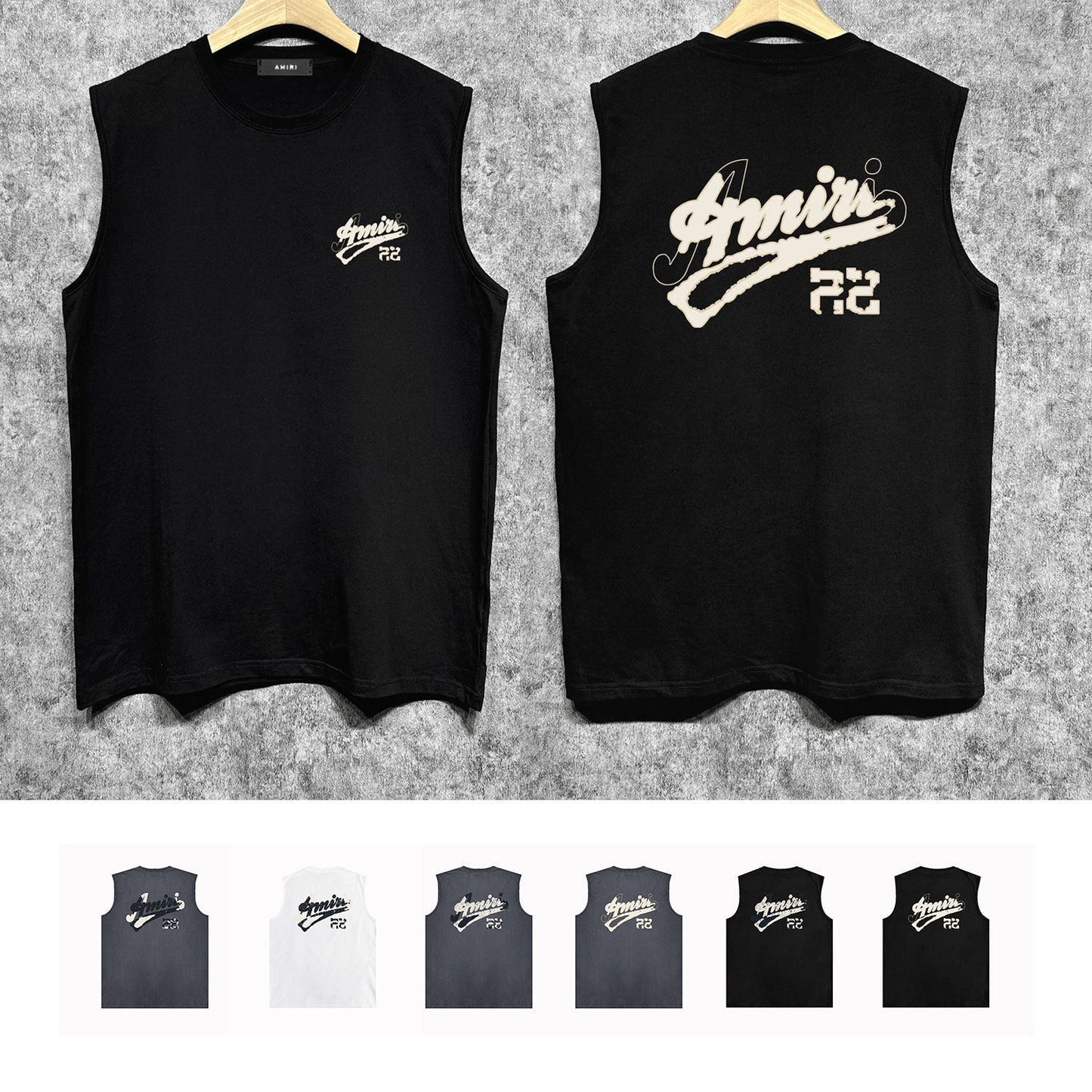 Amiri tank top with cracked letter and number print