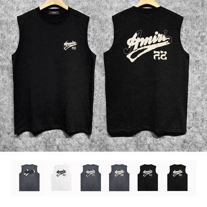 Amiri tank top with cracked letter and number print