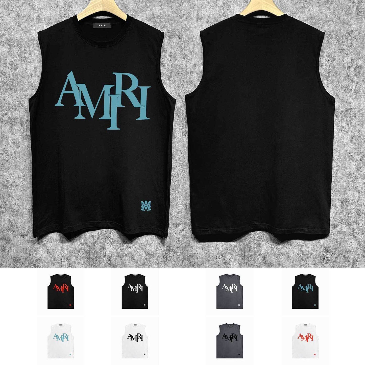 Amiri tank top with overlapping letter foam printing
