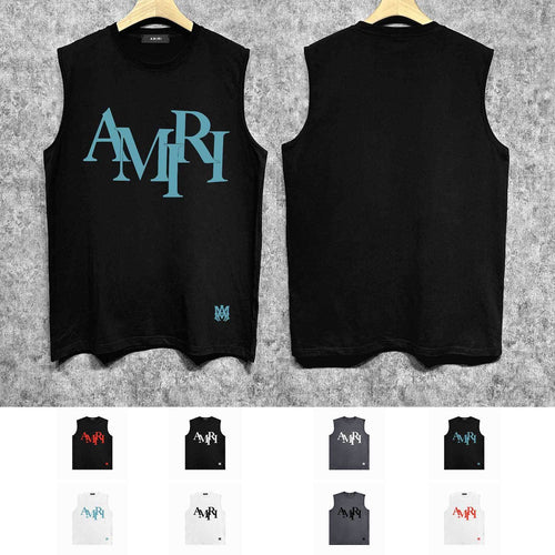 Amiri tank top with overlapping letter foam printing
