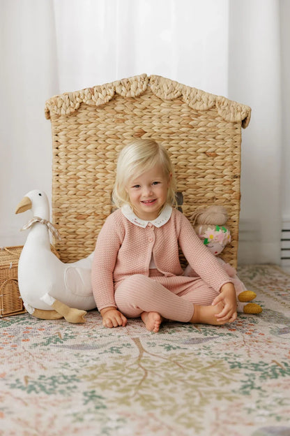 Ely's & Co Pink Floral Star Knit Collection Overalls