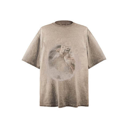 American vintage street T-shirt retro men's loose casual half-sleeved shirt