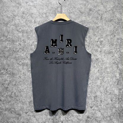 Amiri tank top bone white bone crack letterprinting