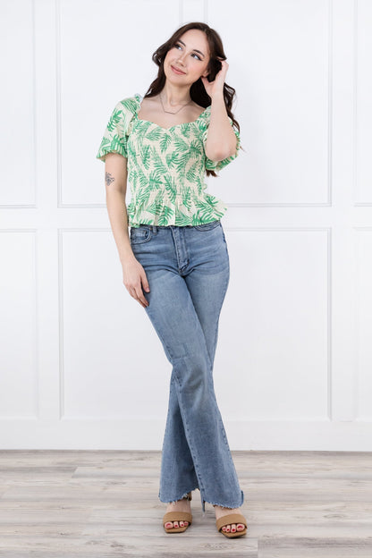 Relaxing in the Shade Women's Sweetheart Hi-Lo Short Sleeve Top