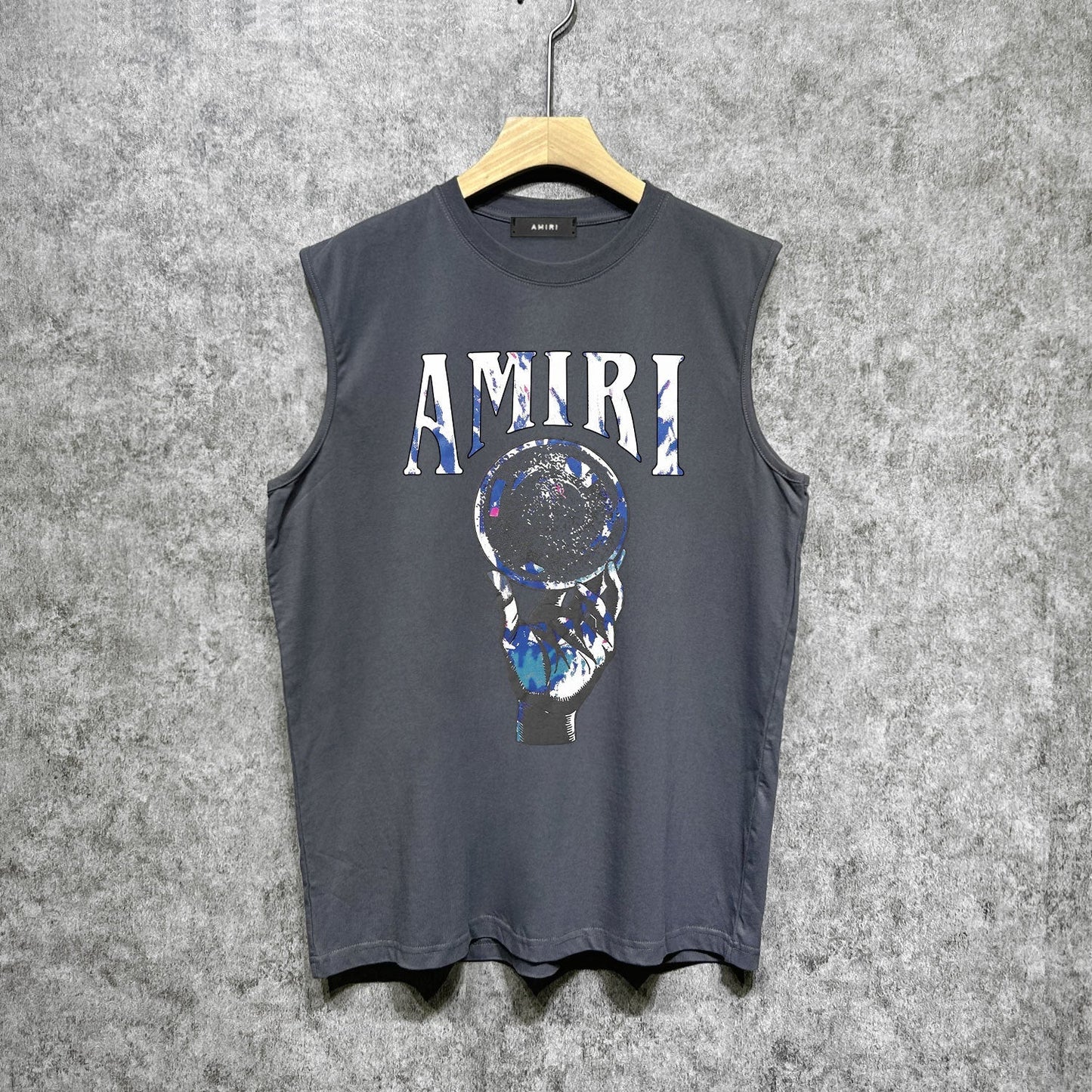 Amiri tank top colorful hand rest planet print