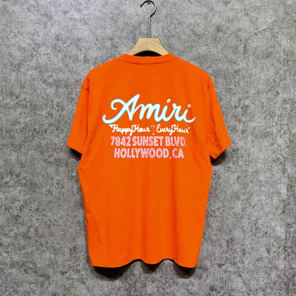 Amiri t shirts wine glass letterprinting short sleeves
