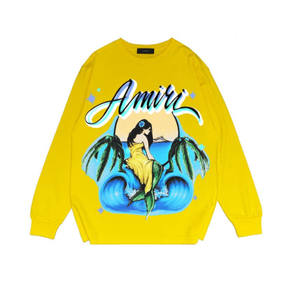 Amiri Long Sleeved Shirt Printed Trendy Pure Cotton