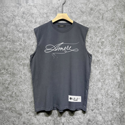 Amiri tank top needlework letterprinting