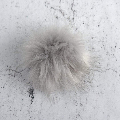 Destination Yarn Accessory Gray Faux Fur Pom