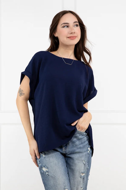 Cool Comfort Women's Versatile Cuffed Short Sleeves Top