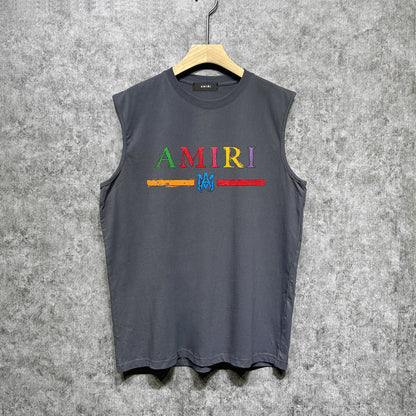 Amiri tank top colorful graffiti letter horizontal stripprinting