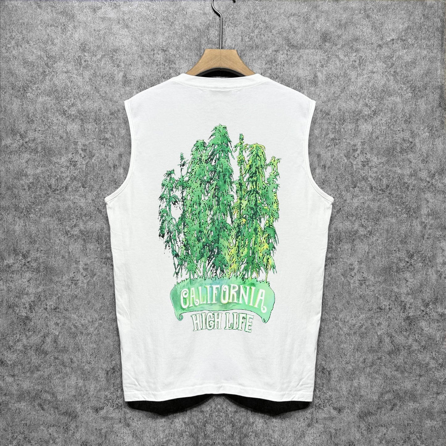 Amiri tank top green leaf letterprinting