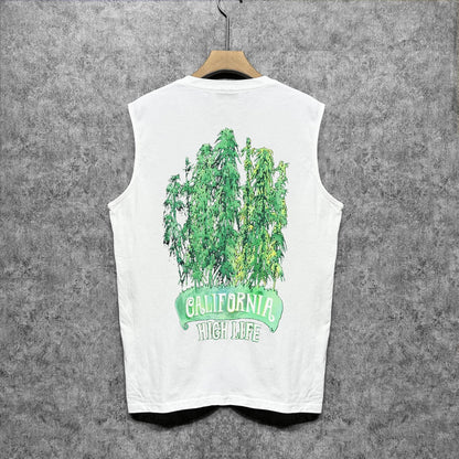 Amiri tank top green leaf letterprinting