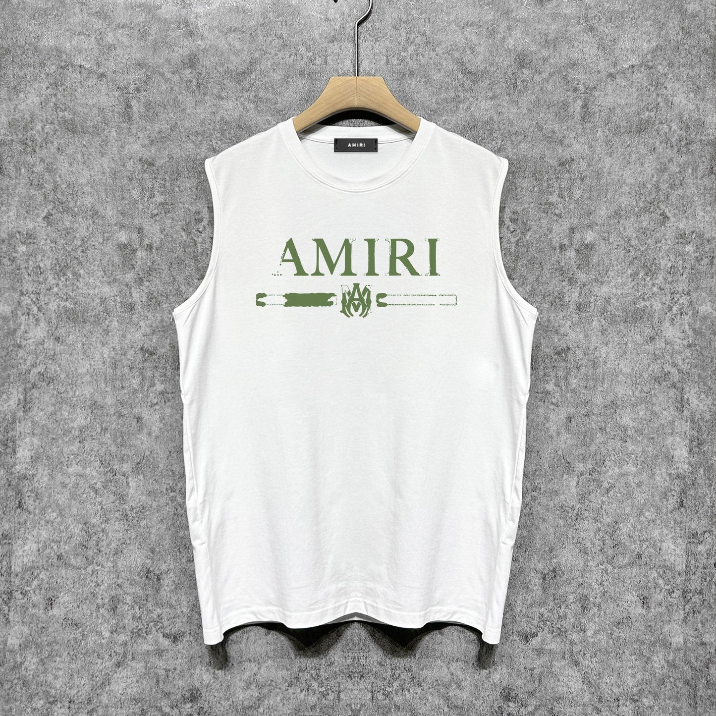 Amiri tank top with damaged letter horizontal stripesprinting