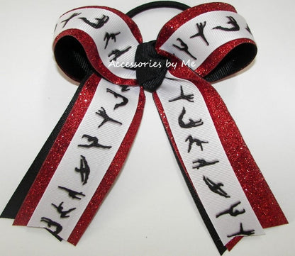 Gymnastics Print Ribbon, Red Glitter  Ribbon and Black Grosgrain Ribbon