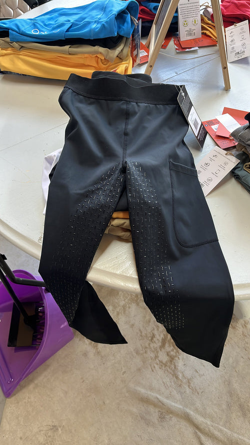 HKM Black Riding leggings - Flow - full silicone seat - Age 7-9 Years