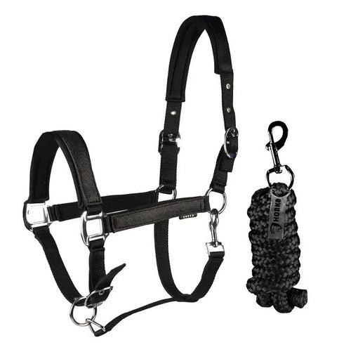 Horka Headcollar & Leadrope Set "Brilliance"- Black- Shetland Size