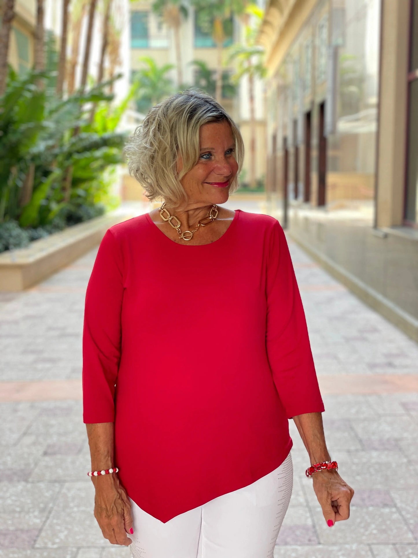 CRIMSON RED ASYMMETICAL TOP