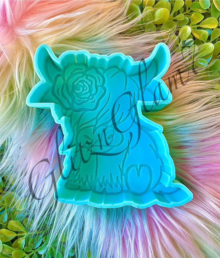 Highland Cow w/ Rose Silicone Mold-GNG7 Exclusive