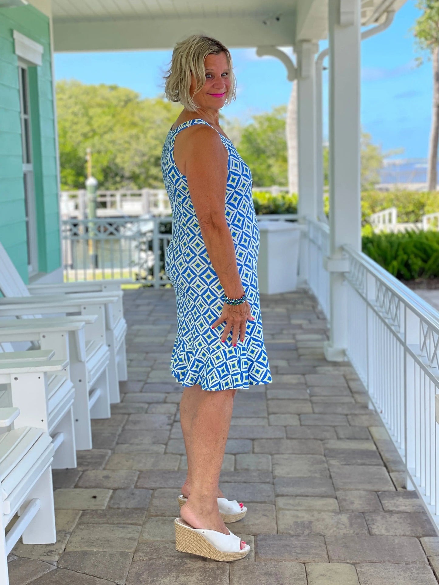 AQUA DIAMONDS HALTER RUFFLE