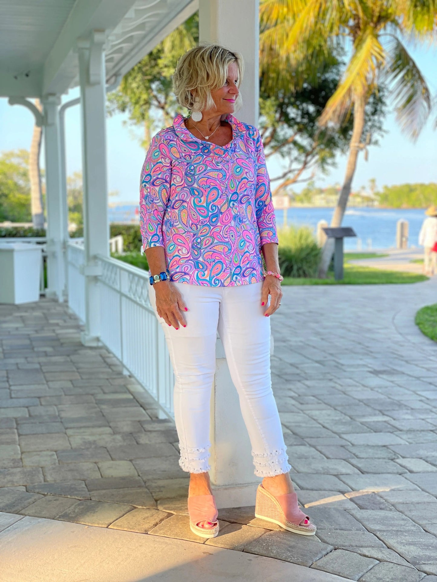 CAROLINA PAISLEY RUFFLE TOP