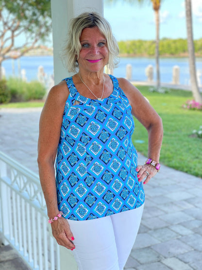 BAHAMA BLUE TURTLE HALTER TOP