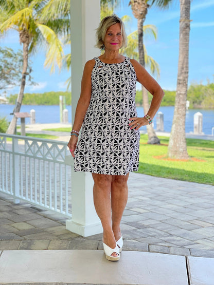 BLACK AND BEIGE HALTER DRESS