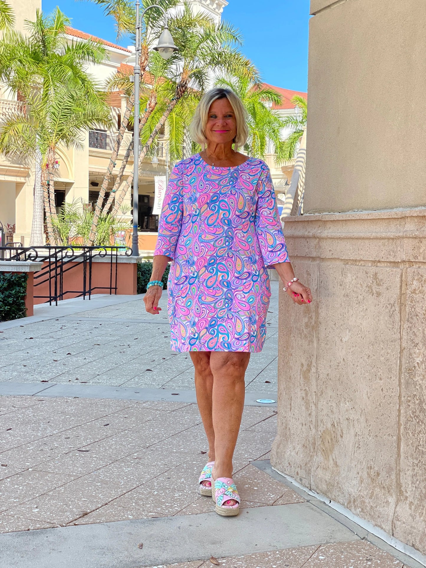 CAROLINA PAISLEY SLEEVE DRESS
