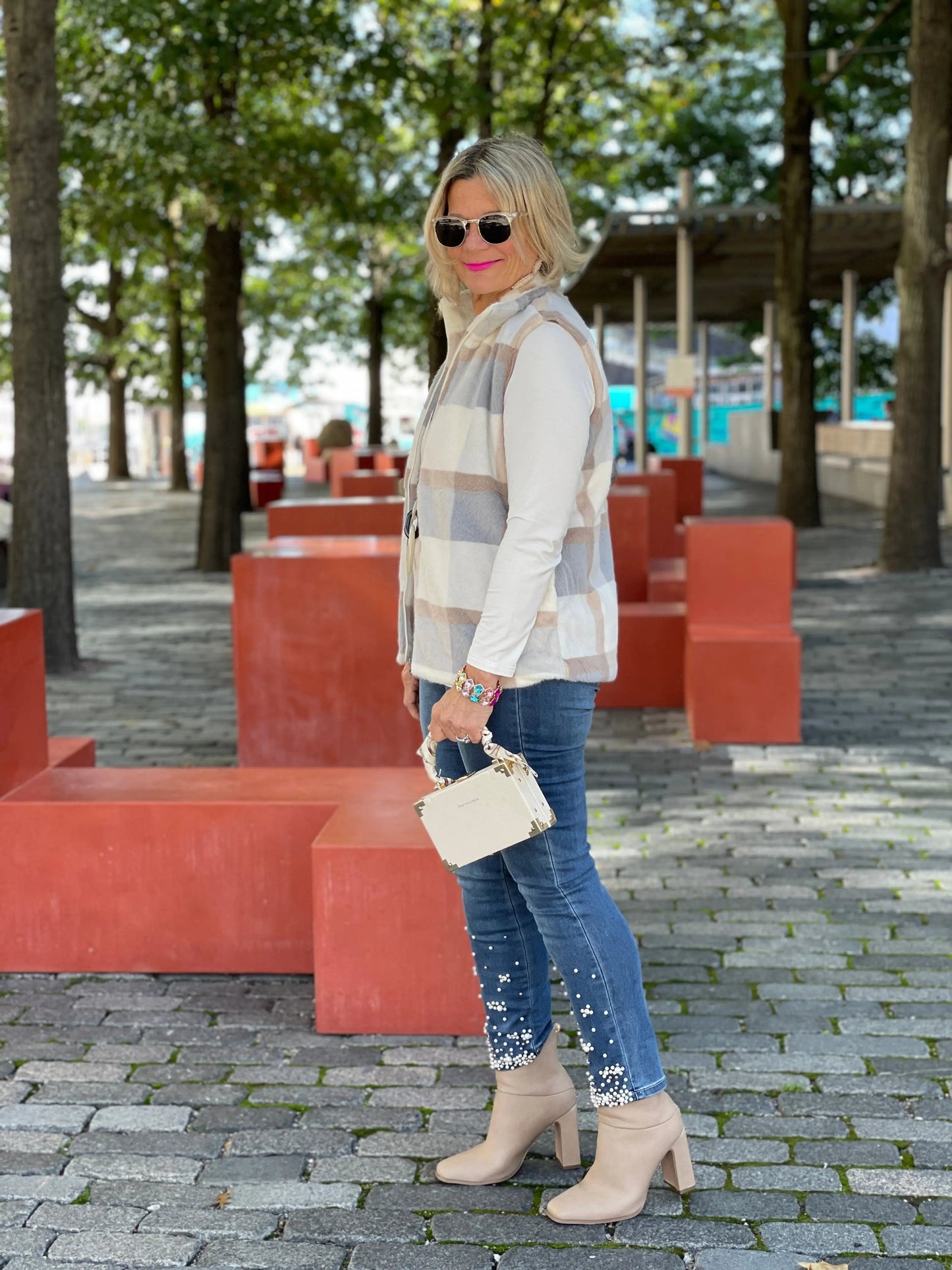 BLUE PLAID VEST