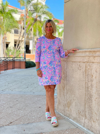 CAROLINA PAISLEY SLEEVE DRESS