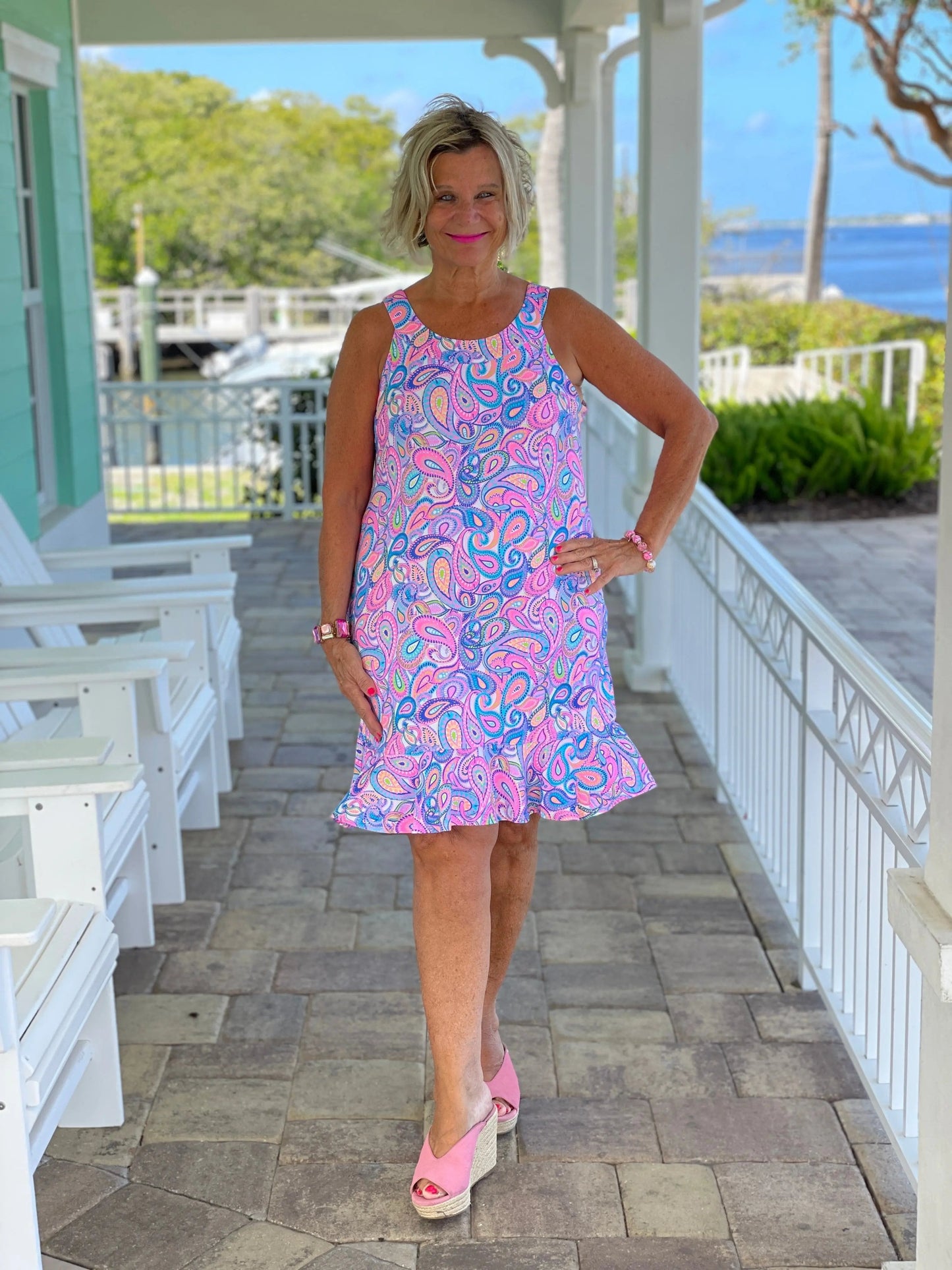 CAROLINA PAISLEY HALTER RUFFLE