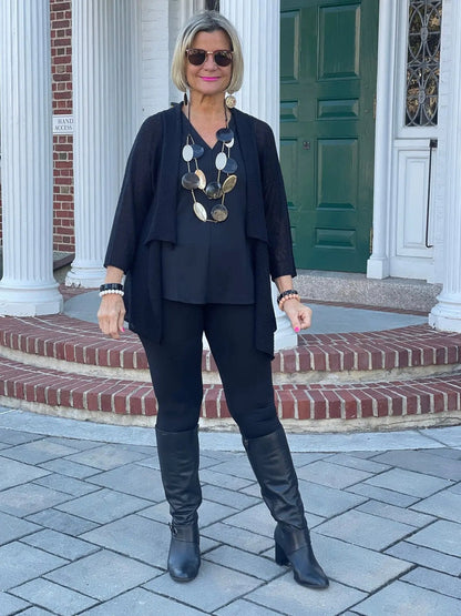 BLACK MESH RUFFLE WRAP
