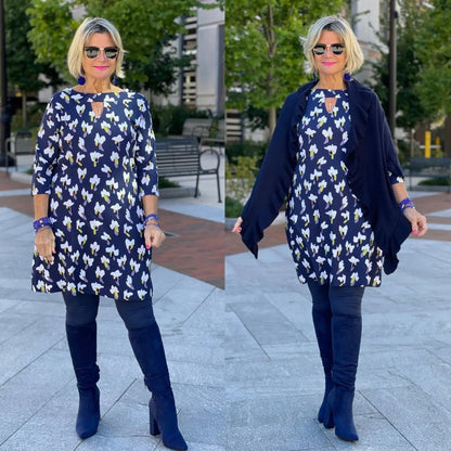 LULU-B KEYHOLE NAVY DREAMING DRESS