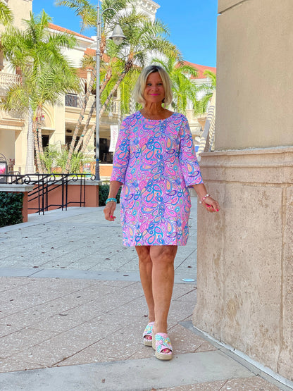 CAROLINA PAISLEY SLEEVE DRESS
