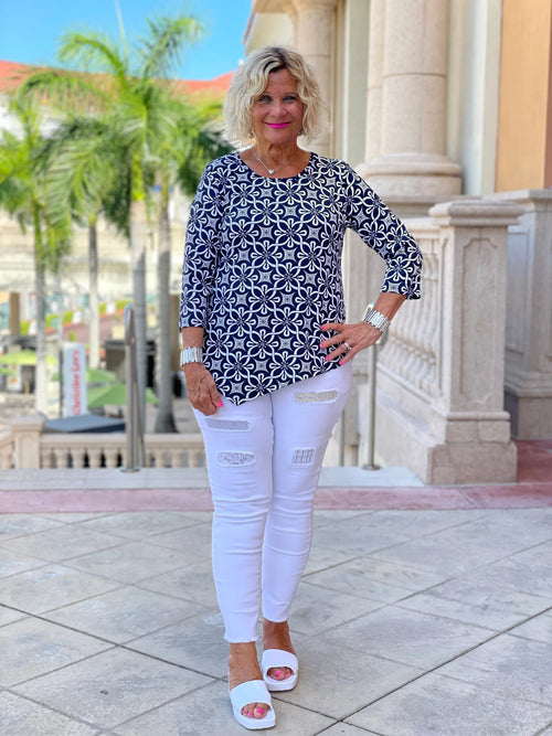 BRIGHTEN BLUE ASYMMETRIC TOP
