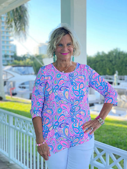CAROLINA PAISLEY ASYMMETRIC TOP