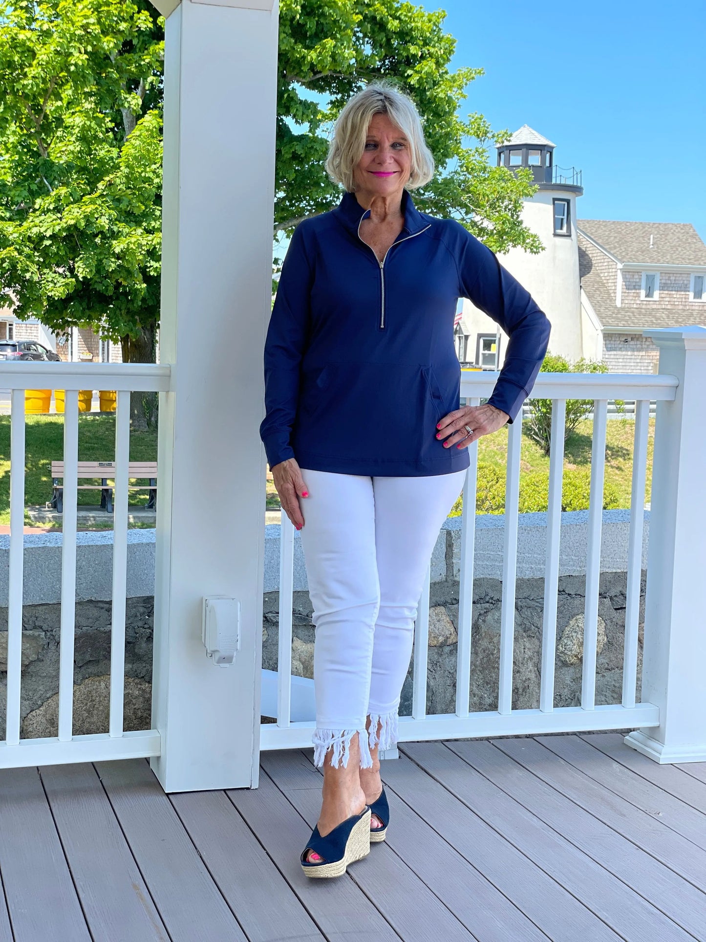LULU-B KANGAROO NAVY HALF ZIPPER