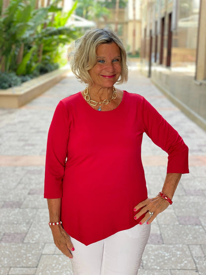 CRIMSON RED ASYMMETICAL TOP