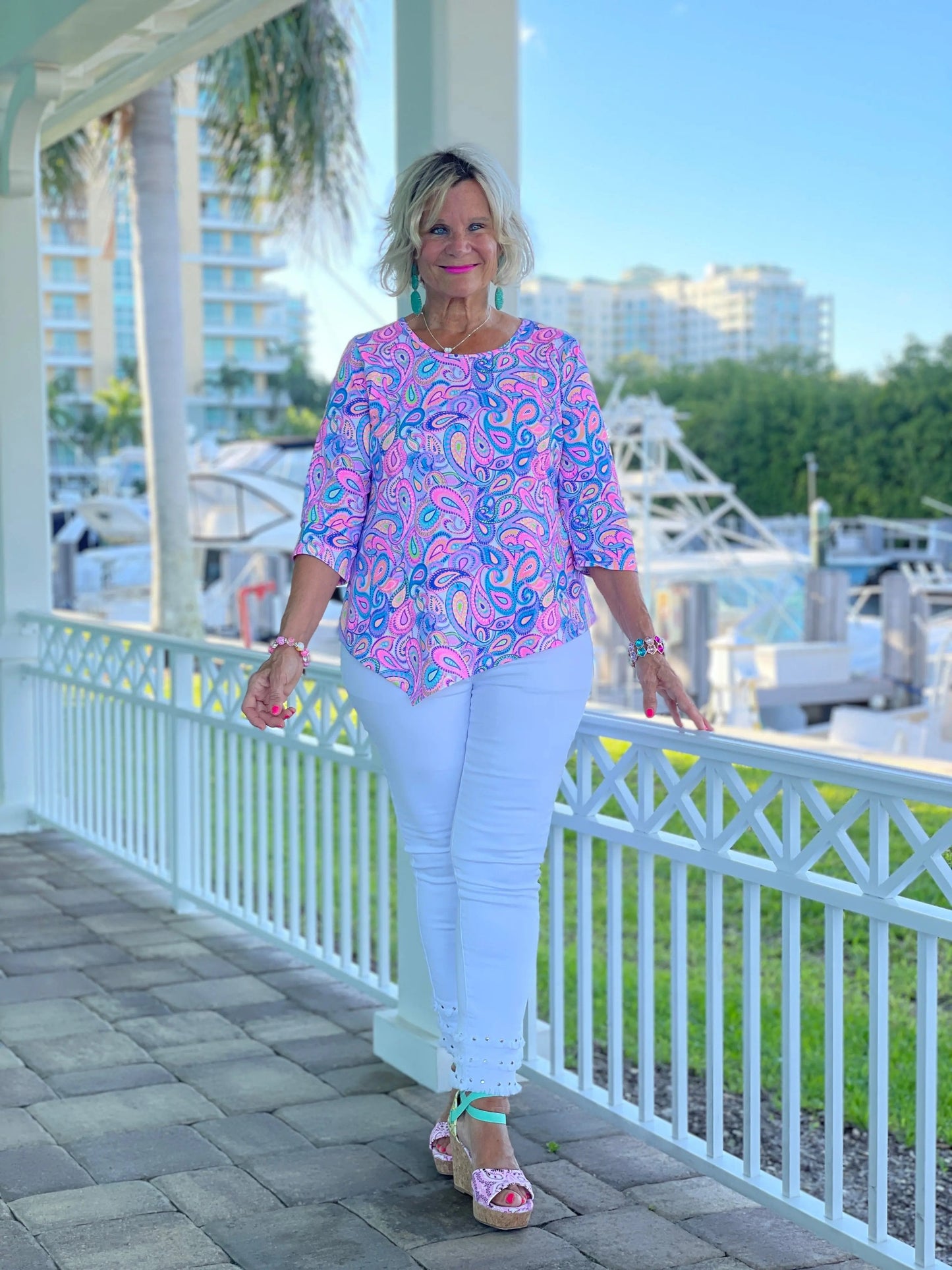 CAROLINA PAISLEY ASYMMETRIC TOP