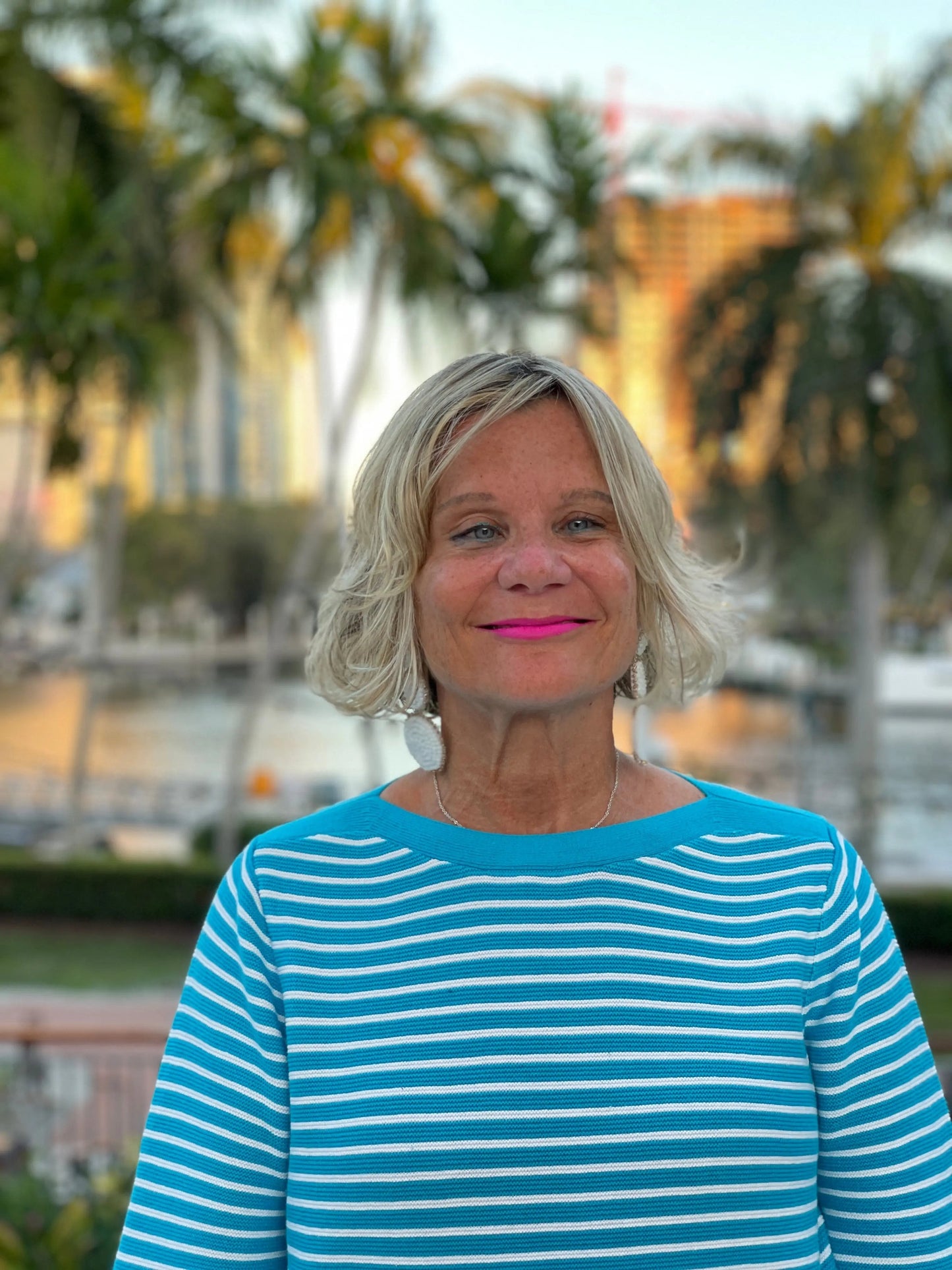AQUA STRIPE BOATNECK TOP