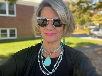 COASTAL OCEAN BLUE FRESH WATER PEARL NECKLACE